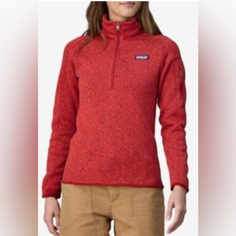 Patagonia Women’s Better Sweater 1/4th zip Fleece-Lined Red XL - Picture 10 of 12